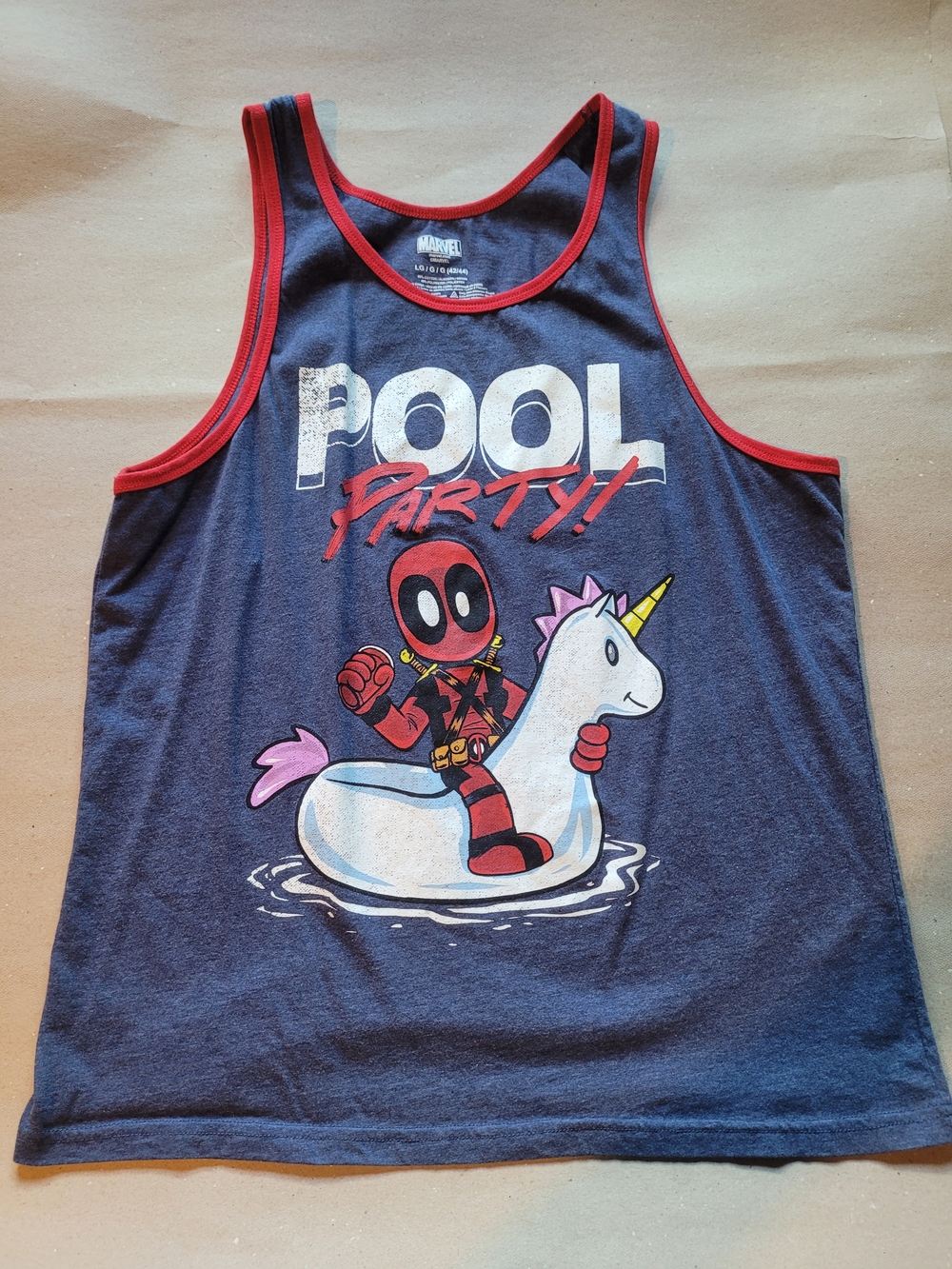 Marvel Mens Navy and Red Deadpool Pool Party Tank
